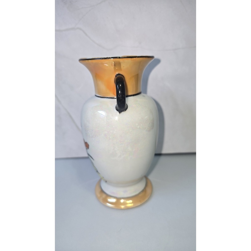 Vintage Japanese Lusterware Ceramic Bud Vase Flowers With Black Handles... - Picture 7 of 7